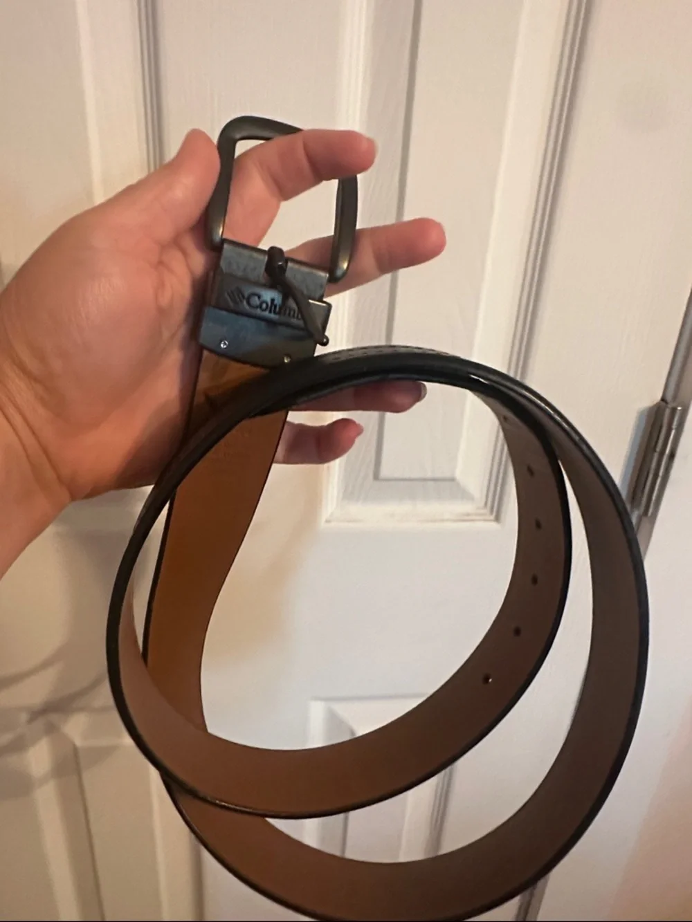 Columbia Black and Camel brown reversible Leather Belt XL 42/44